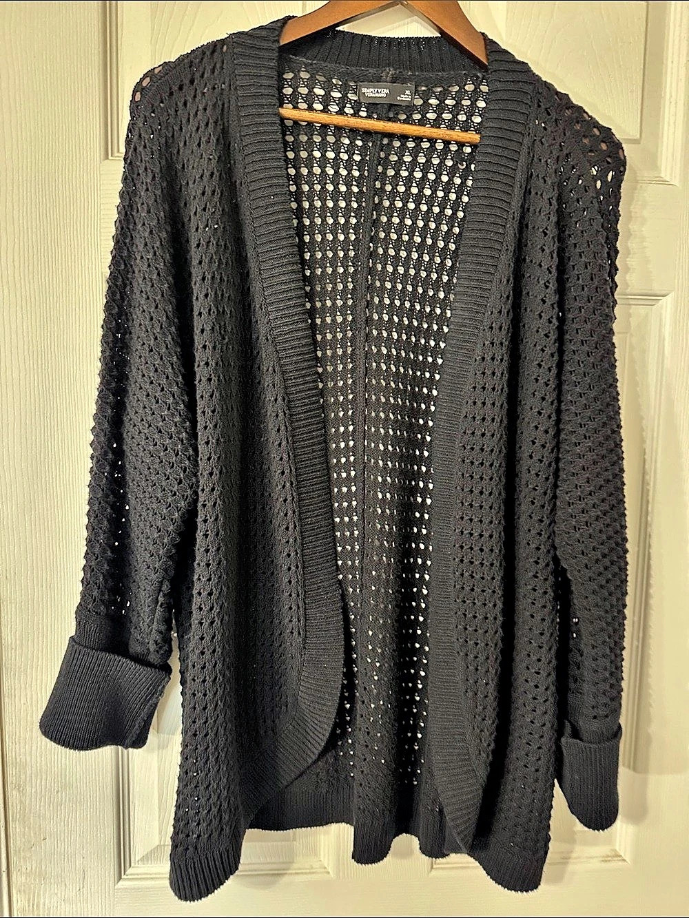 Simply Vera Wang Black Open Front Cardigan XL Like New